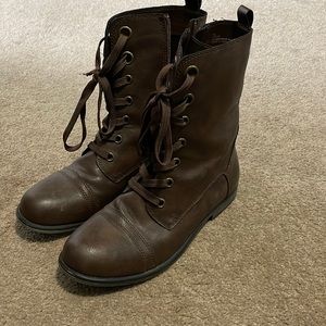 Brown combat boots